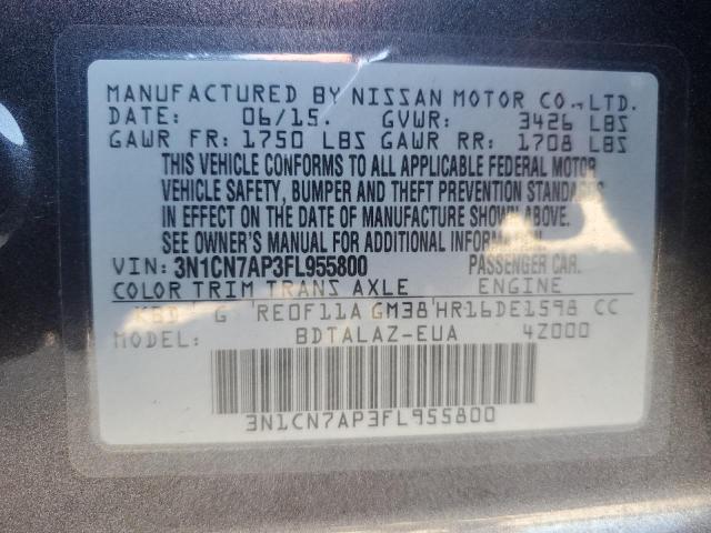 2015 NISSAN VERSA S - 3N1CN7AP3FL955800