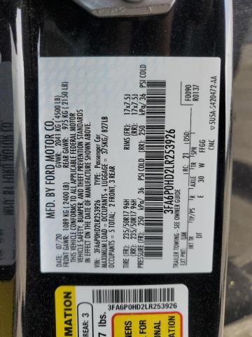 2020 FORD FUSION SE - 3FA6P0HD2LR253926