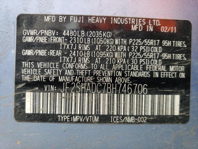 2011 SUBARU FORESTER 2 - JF2SHADC7BH746706
