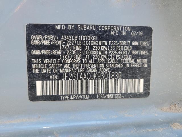 2019 SUBARU CROSSTREK - JF2GTAAC0K9301839