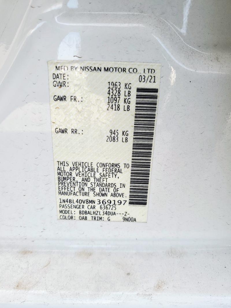 2021 NISSAN ALTIMA SV - 1N4BL4DV8MN369197