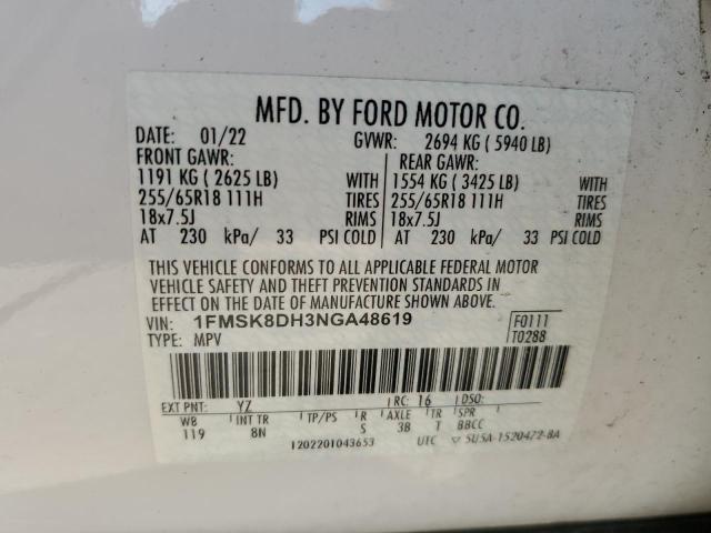 1FMSK8DH3NGA48619 2022 FORD EXPLORER