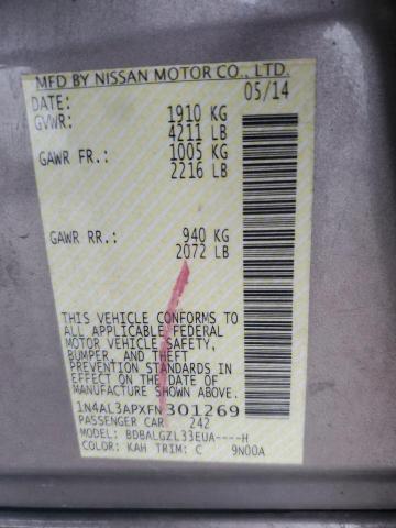 2015 NISSAN ALTIMA 2.5 - 1N4AL3APXFN301269