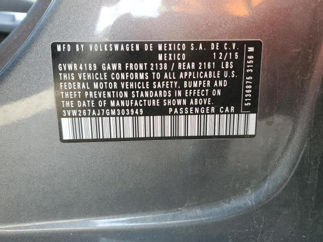 2016 VOLKSWAGEN JETTA S 3VW267AJ7GM303949