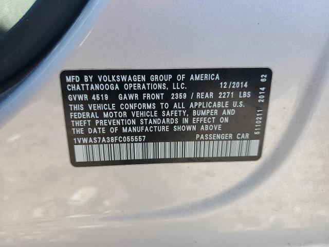 2015 VOLKSWAGEN PASSAT S - 1VWAS7A38FC055557