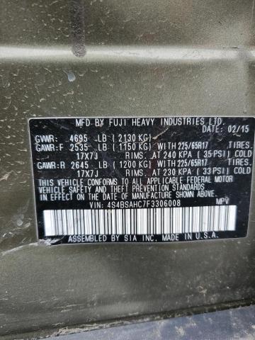 2015 SUBARU OUTBACK 2. 4S4BSAHC7F3306008