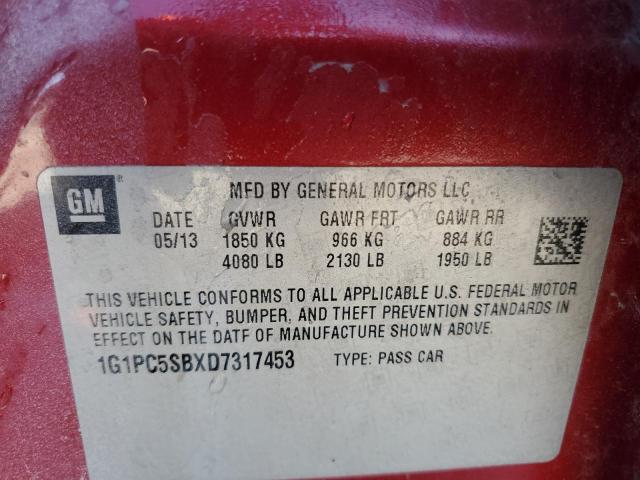 2013 CHEVROLET CRUZE LT - 1G1PC5SBXD7317453