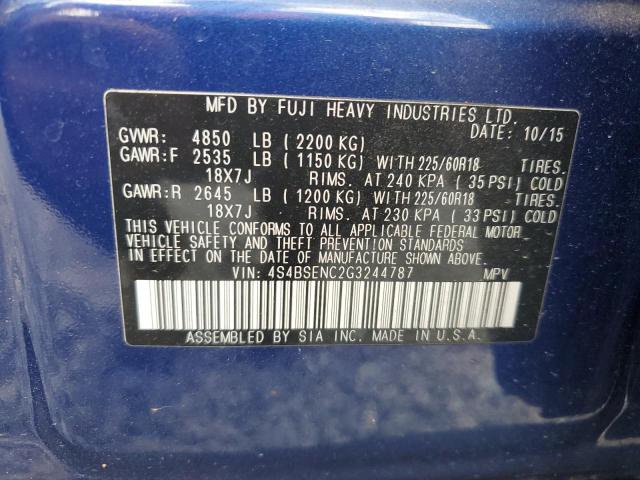 2016 SUBARU OUTBACK 3. - 4S4BSENC2G3244787