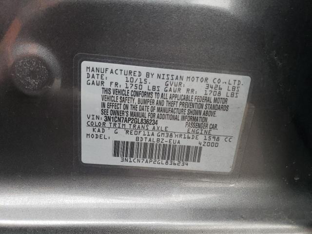 2016 NISSAN VERSA S - 3N1CN7AP2GL836234