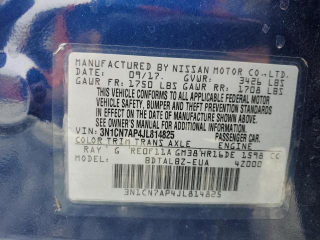 2018 NISSAN VERSA S - 3N1CN7AP4JL814825