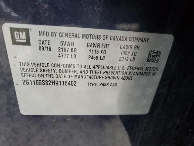 2017 CHEVROLET IMPALA LT 2G1105S32H9116402