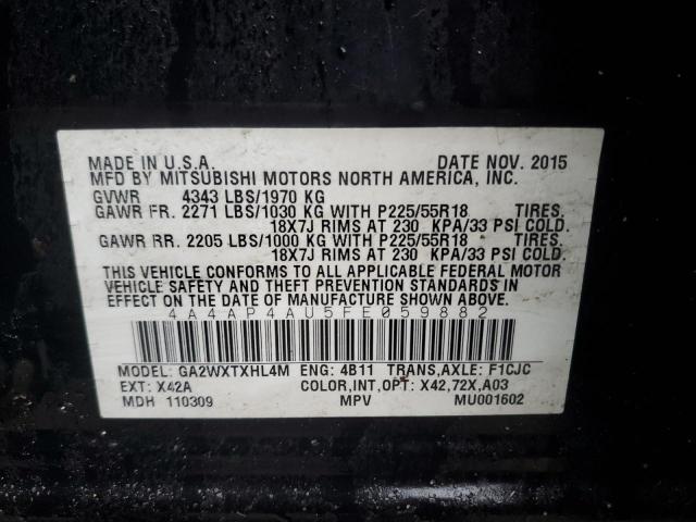 2015 MITSUBISHI OUTLANDER - 4A4AP4AU5FE059882