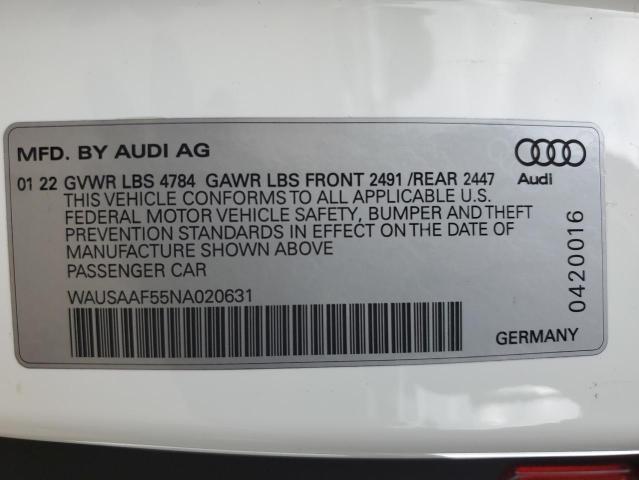 2022 AUDI A5 PREMIUM WAUSAAF55NA020631