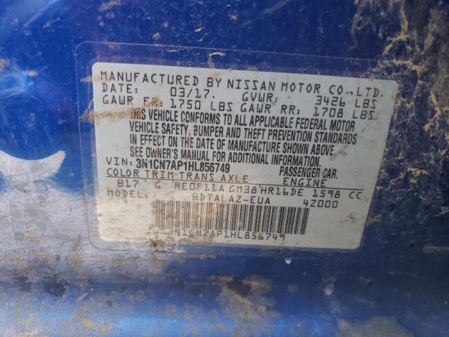2017 NISSAN VERSA S - 3N1CN7AP1HL856749
