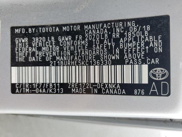 2019 TOYOTA COROLLA L - 2T1BURHE5KC136330