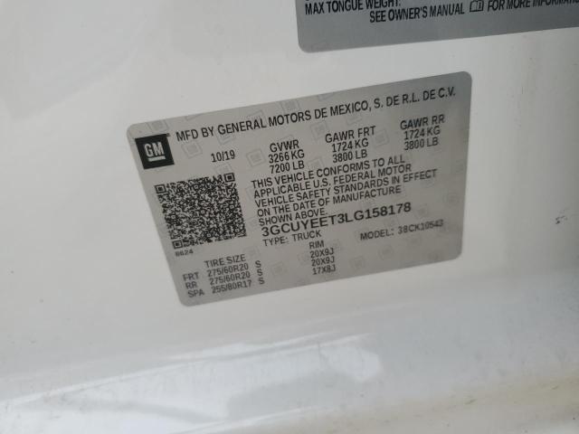 2020 CHEVROLET SILVERADO - 3GCUYEET3LG158178