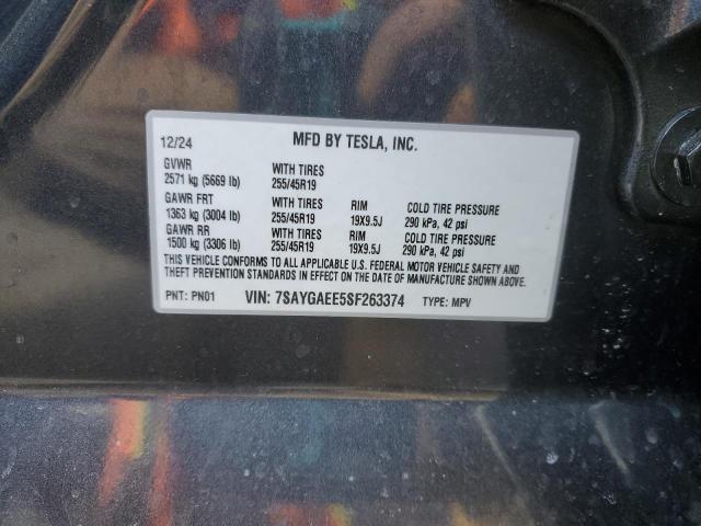 2025 TESLA MODEL Y - 7SAYGAEE5SF263374