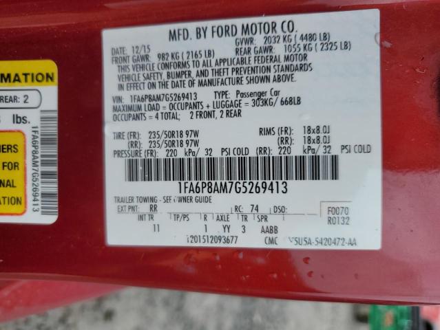 2016 FORD MUSTANG - 1FA6P8AM7G5269413