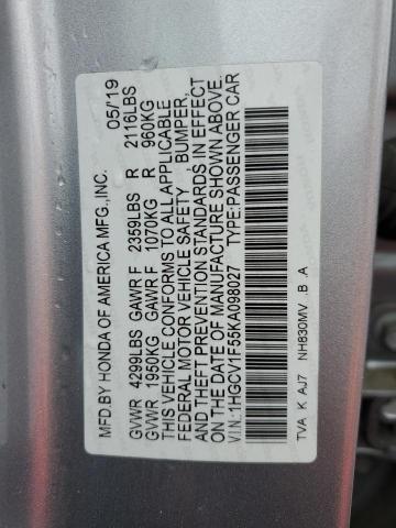 2019 HONDA ACCORD EXL - 1HGCV1F55KA098027