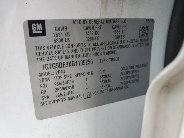 2016 GMC CANYON SLT 1GTG5DE3XG1109256