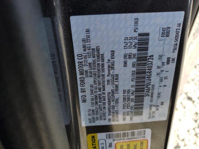 2016 FORD FUSION SE - 3FA6P0LU4GR403726