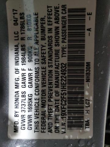 2017 HONDA CIVIC LX - 19XFC2F51HE224932