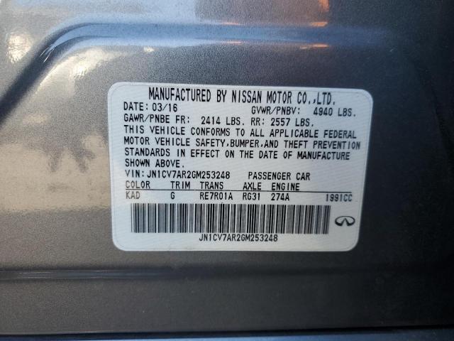 2016 INFINITI Q50 BASE JN1CV7AR2GM253248