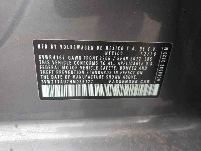 2017 VOLKSWAGEN GOLF S 3VW217AU7HM036127