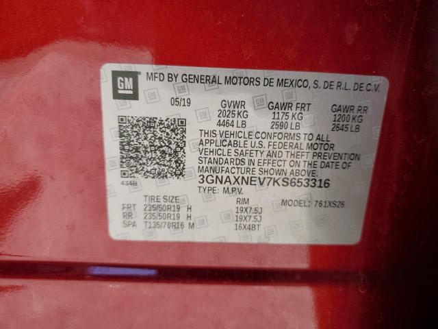 2019 CHEVROLET EQUINOX PR - 3GNAXNEV7KS653316