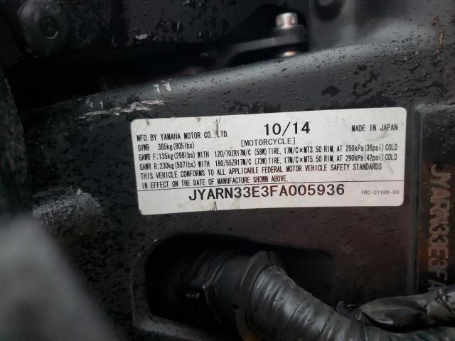 2015 YAMAHA FZ09 JYARN33E3FA005936