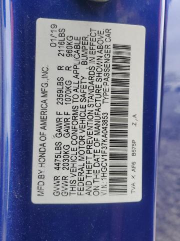 2019 HONDA ACCORD SPO - 1HGCV1F37KA043853