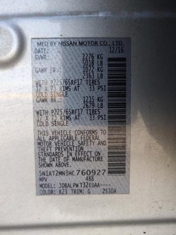 2017 NISSAN ROGUE SV - 5N1AT2MN3HC760927