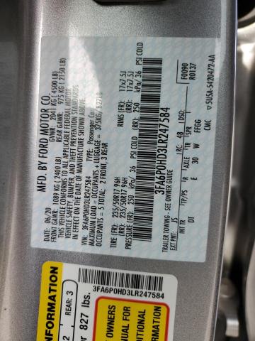 2020 FORD FUSION SE - 3FA6P0HD3LR247584