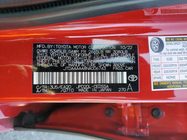 2022 TOYOTA MIRAI LE JTDAAAAA8NA006743
