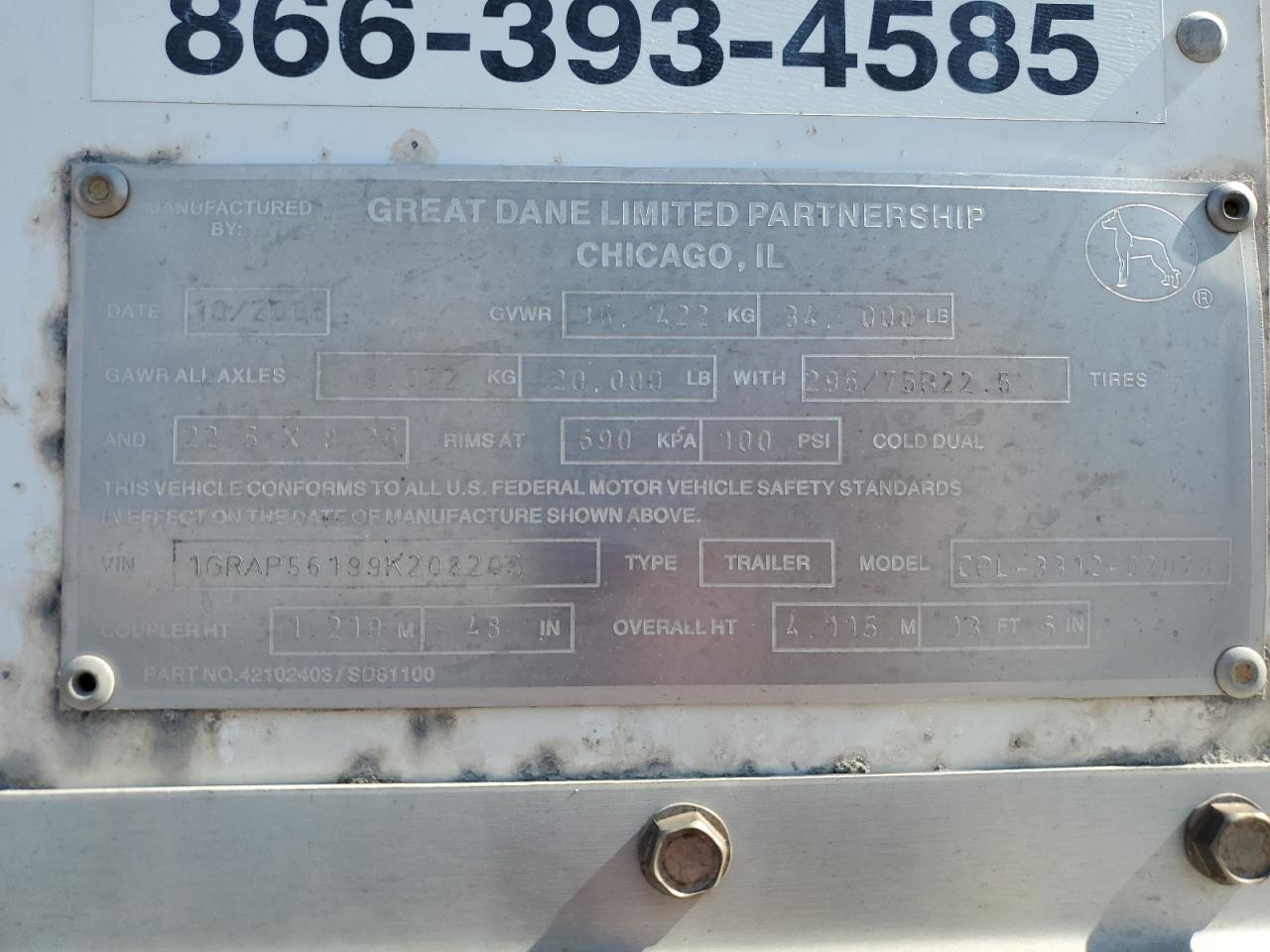 Lot #3178666484 2009 GREAT DANE UNKNOWN