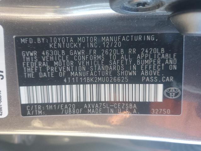 2021 TOYOTA CAMRY SE 4T1T11BK2MU026625