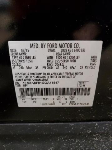 2016 FORD EXPLORER L - 1FM5K8F81GGA11517