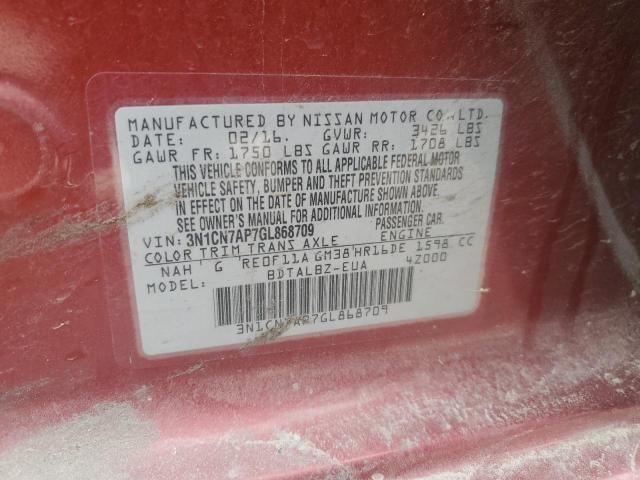 2016 NISSAN VERSA S - 3N1CN7AP7GL868709
