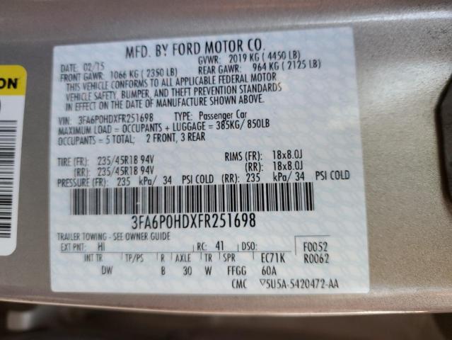 2015 FORD FUSION SE - 3FA6P0HDXFR251698