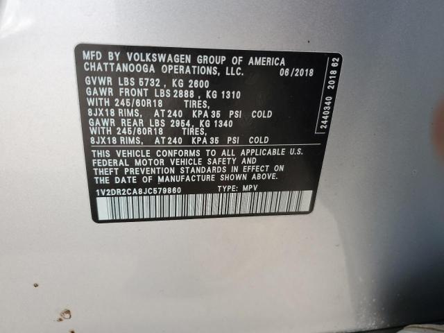 2018 VOLKSWAGEN ATLAS SE 1V2DR2CA8JC579860