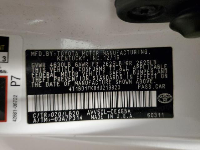 2017 TOYOTA CAMRY HYBR - 4T1BD1FK8HU219820