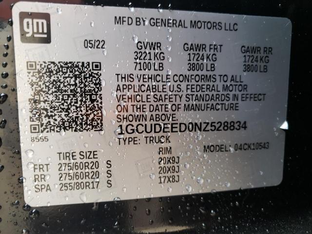 1GCUDEED0NZ528834 2022 CHEVROLET ALL Models
