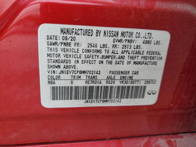 2021 INFINITI Q50 SENSOR JN1EV7CP8MM702142