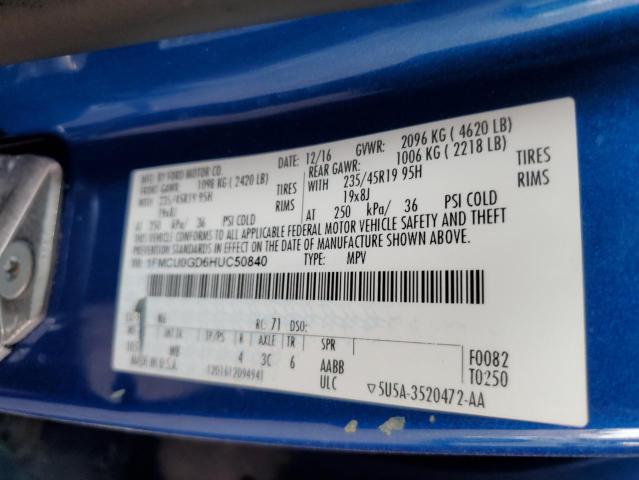 2017 FORD ESCAPE SE - 1FMCU0GD6HUC50840