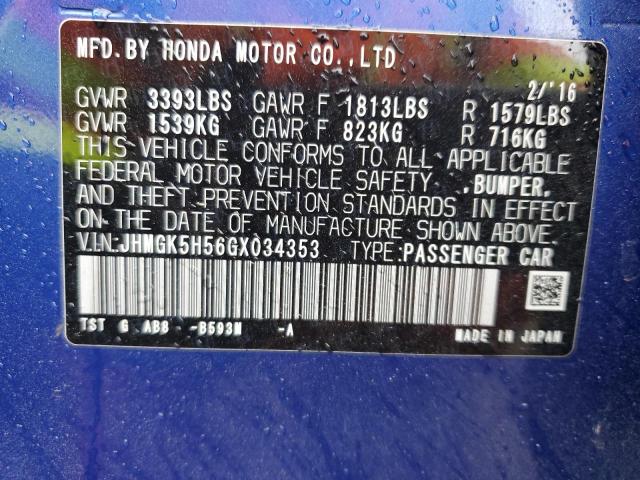 2016 HONDA FIT LX - JHMGK5H56GX034353