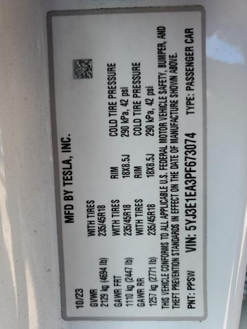 2023 TESLA MODEL 3 - 5YJ3E1EA3PF673074
