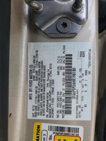 2017 FORD FUSION SE - 3FA6P0PU6HR198180