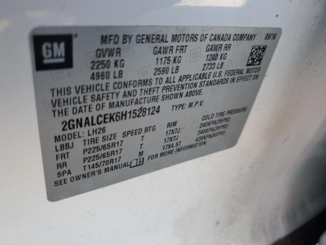 2017 CHEVROLET EQUINOX LT 2GNALCEK6H1528124