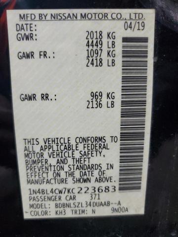 2019 NISSAN ALTIMA SR - 1N4BL4CW7KC223683