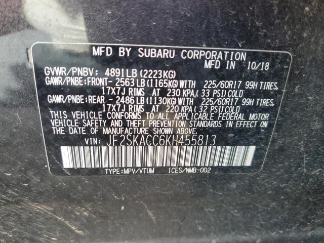 2019 SUBARU FORESTER JF2SKACC6KH455813